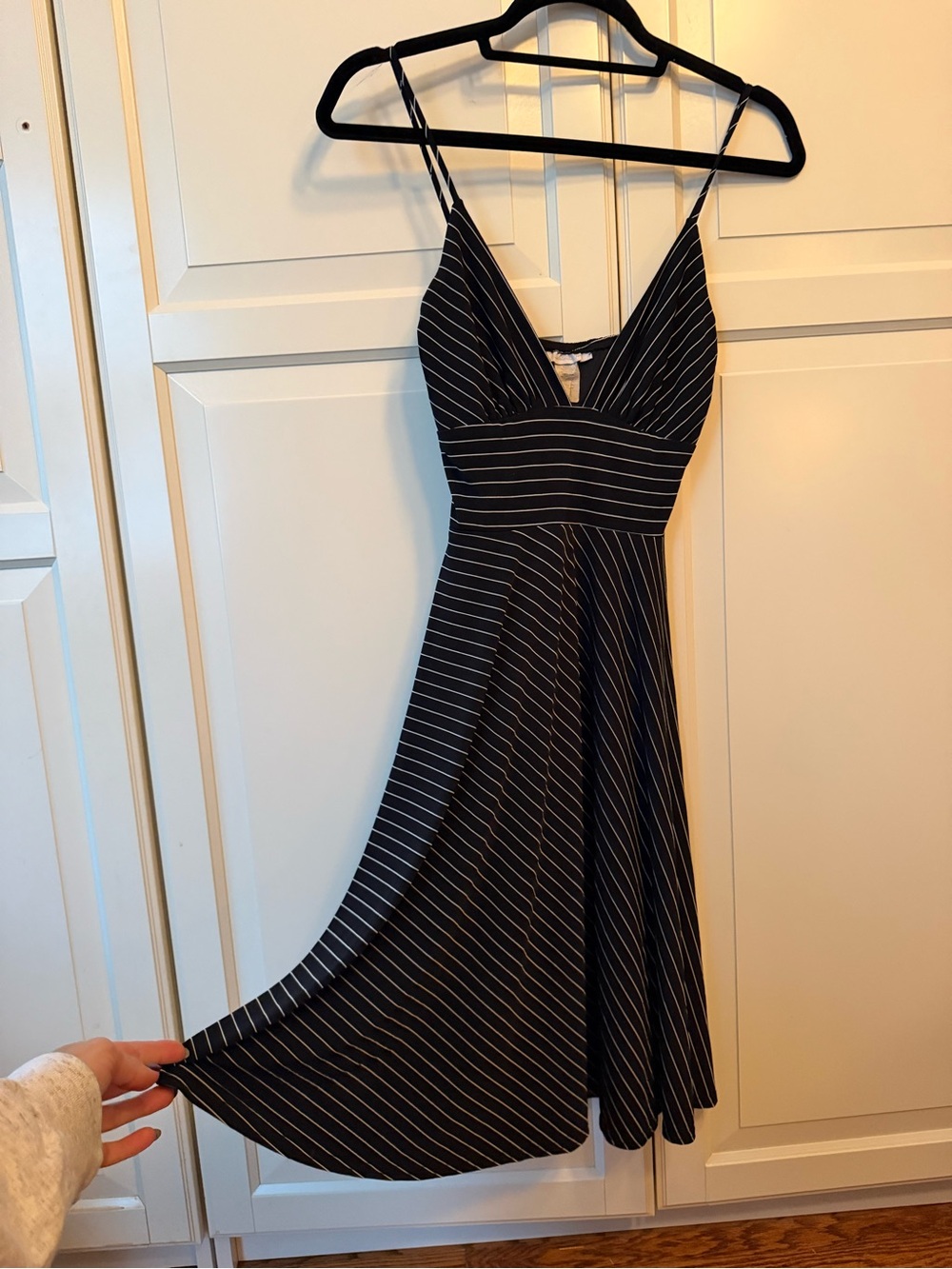 Y2K Charlotte Russe Black and White Striped Midi Spaghetti Strap stretch Dress
